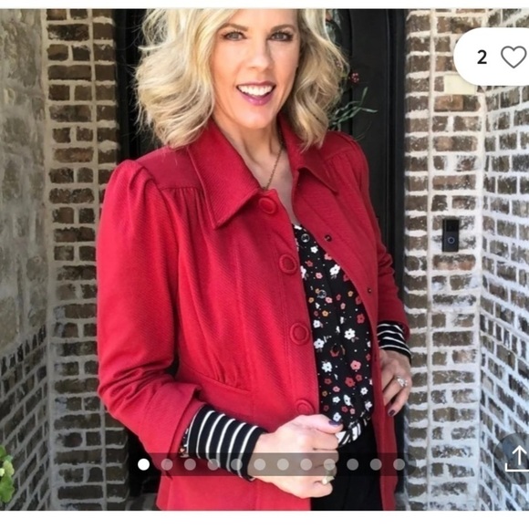 Cabi Small Red Peplum Jacket Blazer and Button Snaps - Picture 7 of 14